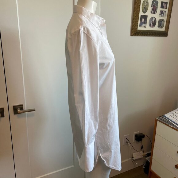 Aritzia Babaton Classic Relaxed Lg Sleeve 100% Cotton Shirt Dress White Sz S - Picture 4 of 12